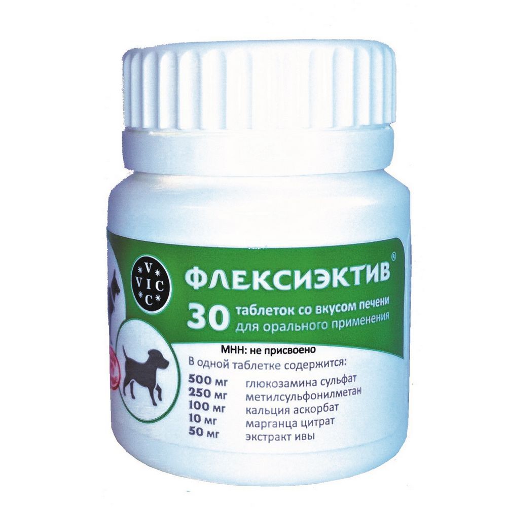VIC Флексиэктив Таблетки для лечения заболеваний опорно-двигательного аппарата у собак старше 6 лет, 30 таблеток VIC Флексиэктив Таблетки для лечения заболеваний опорно-двигательного аппарата у собак старше 6 лет, 30 таблеток