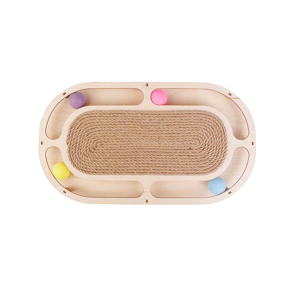 Игровой трек для кошек Стадион с шариками и когтеточкой из каната