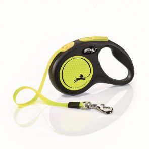 Рулетка NEON SAFETY PLUS S ремень 5м до 15кг, черный/неон