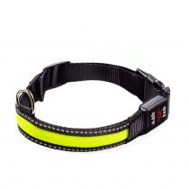 Ошейник для собак средних пород светящийся зеленый нейлоновый 51-61 см