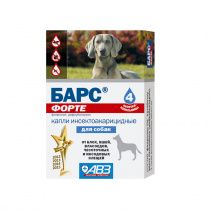 Барс Форте капли на холку для собак и кошек старше 2,5 месяцев от блох и клещей, 4 пипетки
