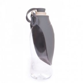 Бутылка-автопоилка с лепестком серая 600мл