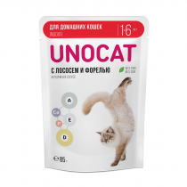 Корм влажный для домашних кошек нежные кусочки с лососем и форелью в соусе