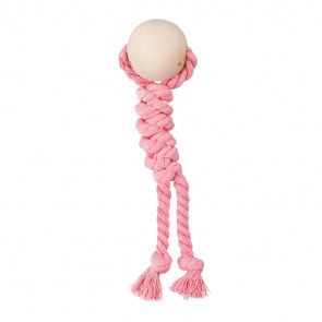 Игрушка для собак Шар 4 см с канатом, розовый Игрушка для собак Шар 4 см с канатом, розовый