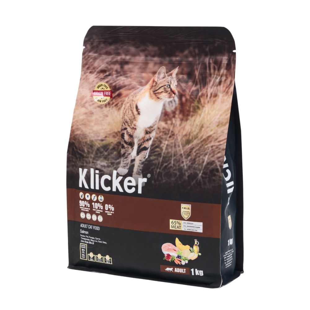 Klicker Adult Cat Food Сухой корм для кошек, с лососем, 1 кг