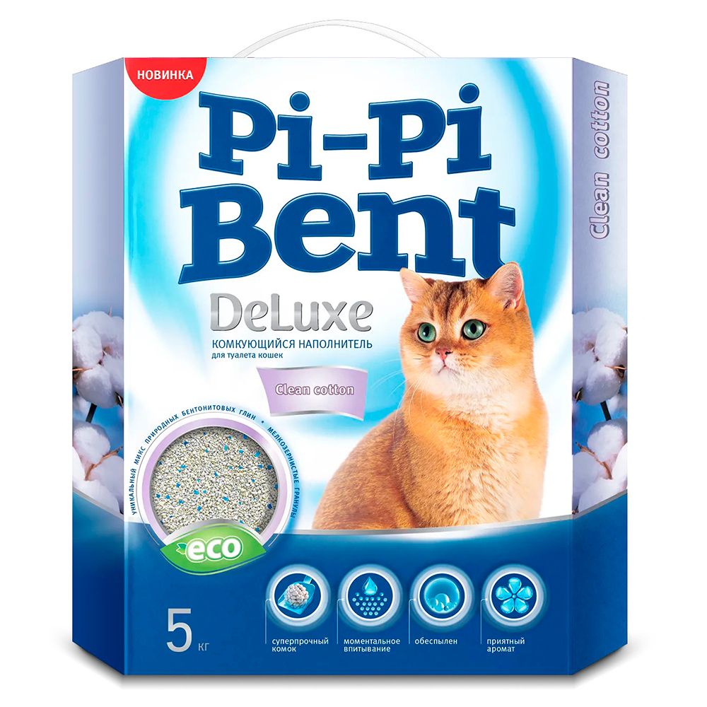 Pi-Pi-Bent Наполнитель комкующийся для кошачьего туалета Deluxe Classic, 5 кг