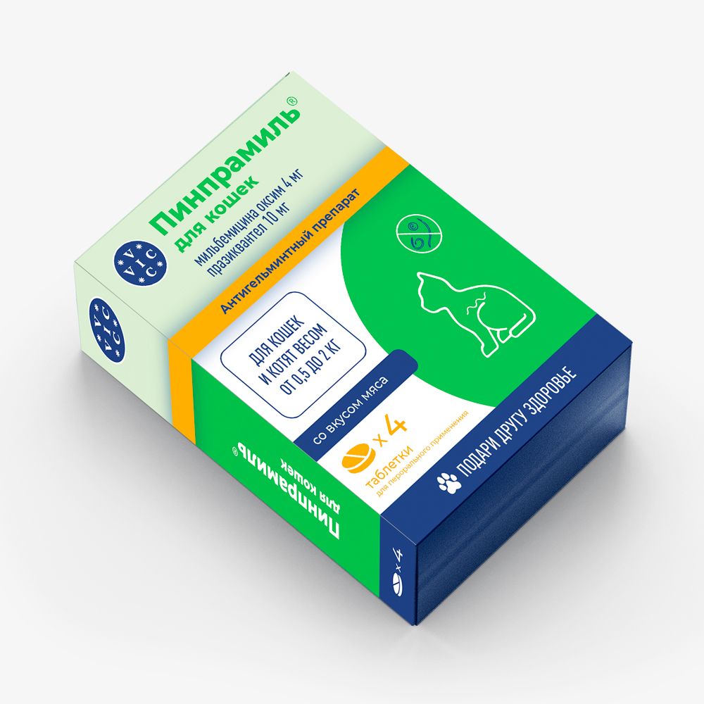 VIC Пинпрамиль Антигельминтный препарат для кошек и котят весом от 0,5 до 2 кг, 4 таблетки VIC Пинпрамиль Антигельминтный препарат для кошек и котят весом от 0,5 до 2 кг, 4 таблетки