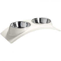 Миска двойная на меламиновой подставке Элеганс 2х160 мл белая Миска двойная на меламиновой подставке Элеганс 2х160 мл белая