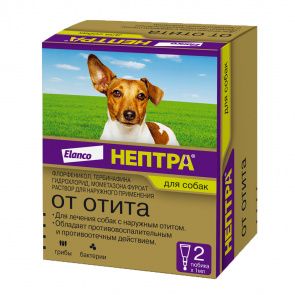 Нептра Средство для лечения отита у собак, 2 пипетки