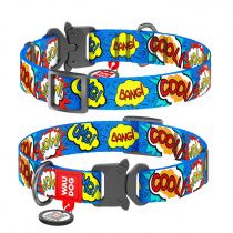 Ошейник WAUDOG Nylon с рисунком ВАУ (ширина 20 мм, длина 24-40 см) металлическая пряжка-фасткес