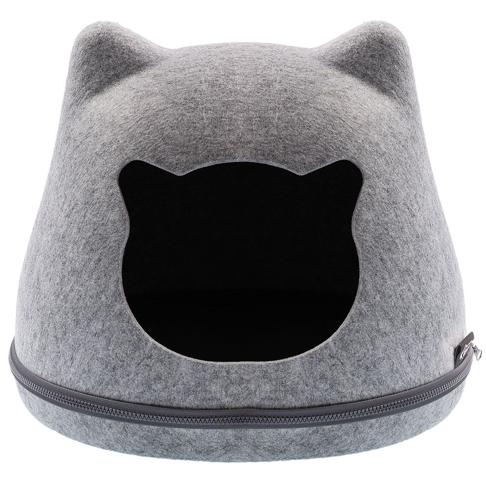 Дом с ушками для кошек и собак мелких пород, 43х35х35 см, серый
