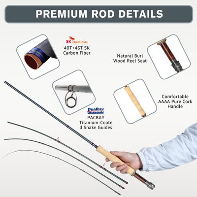 Удилище для ловли рыбы нахлыстом 8Fans с трубкой, 4 части, быстродействующее удилище для ловли рыбы нахлыстом в пресной воде