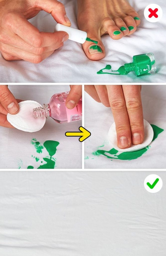 как отмыть пятна лака для ногтей 