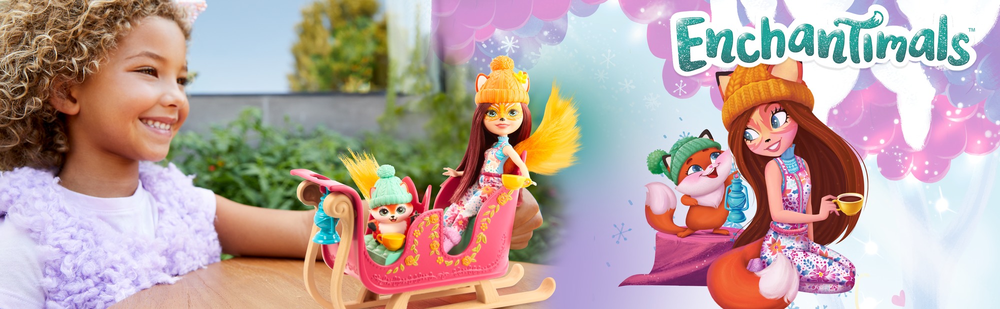 Игровой набор Mattel Enchantimals Рождественские сани с Фелисити Лис