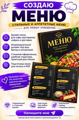 Дизайн меню для кафе, ресторана, кофейни и доставки