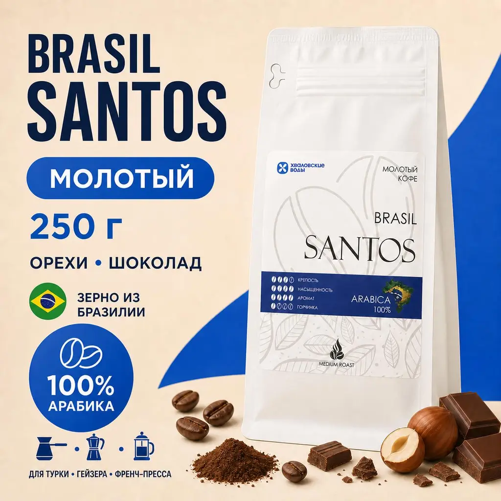 Кофе молотый Brasil Santos, 250 г