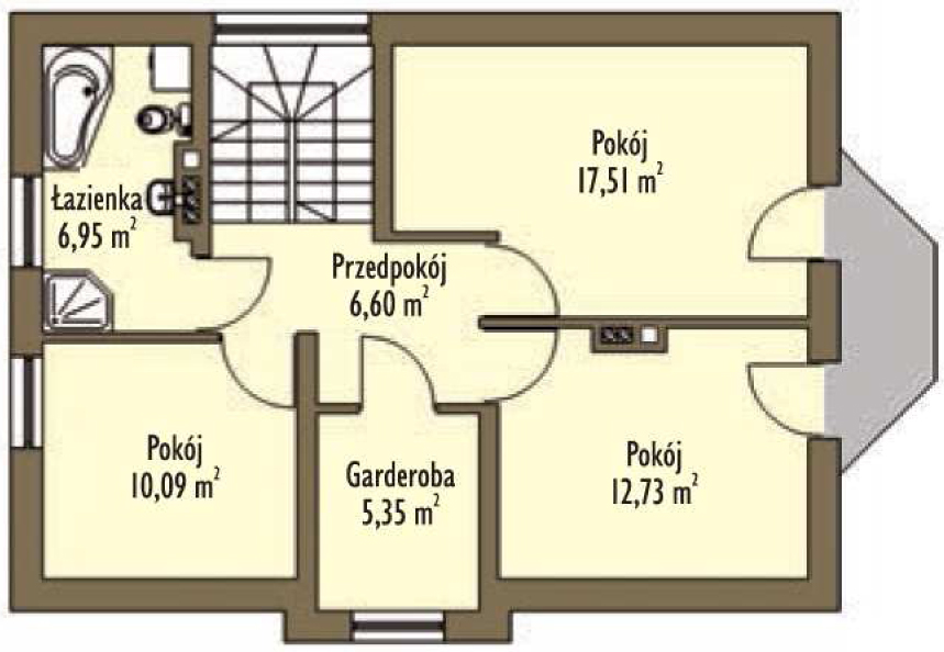 Планировка «План мансарды», Двухэтажный дом 15х8 - 143.26 м2