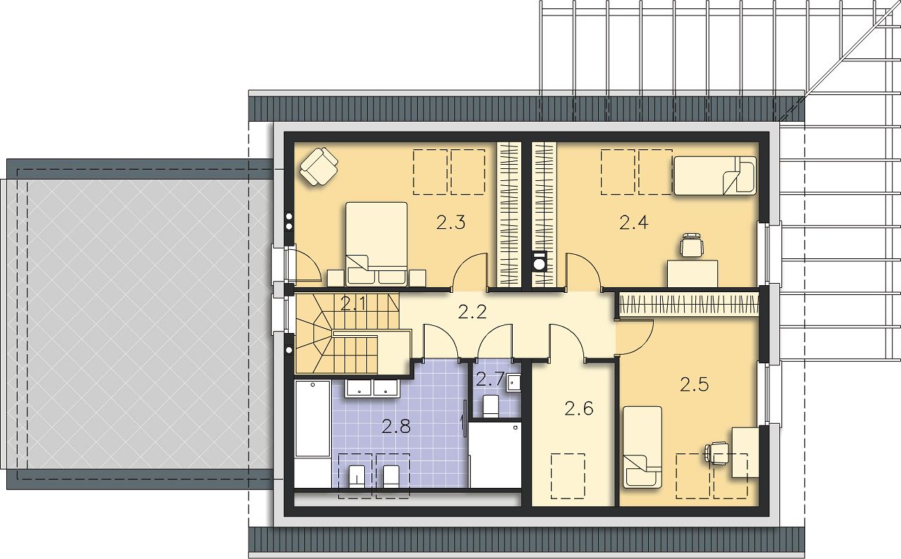 Планировка «План мансарды», Двухэтажный дом 18х11 - 193.52 м2