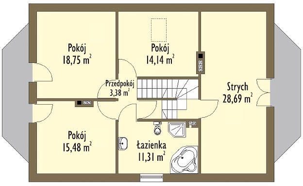 Планировка «План мансарды», Двухэтажный дом 13х9 - 182.19 м2