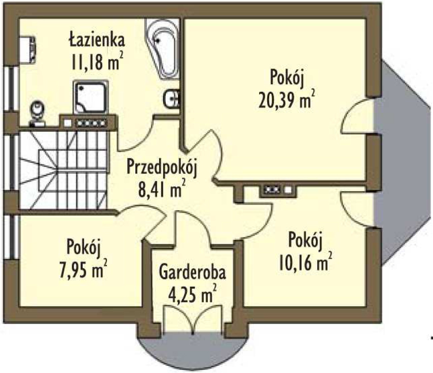 Планировка «План мансарды», Двухэтажный дом 11х8 - 124.64 м2