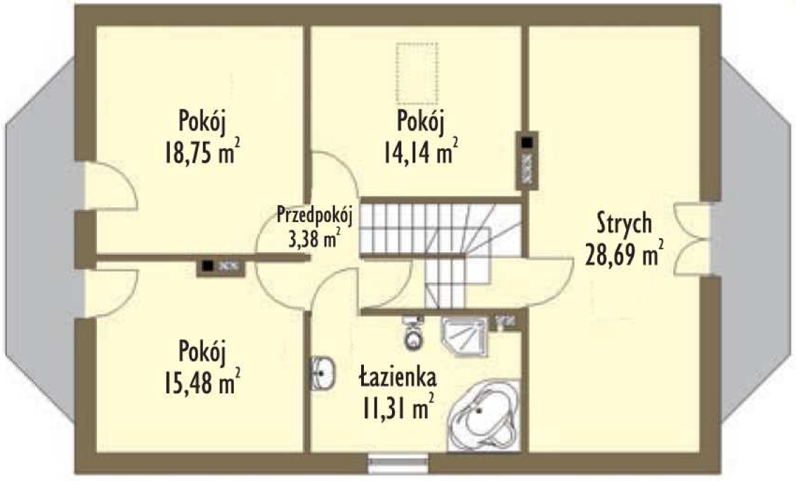 Планировка «План мансарды», Двухэтажный дом 13х9 - 182.19 м2