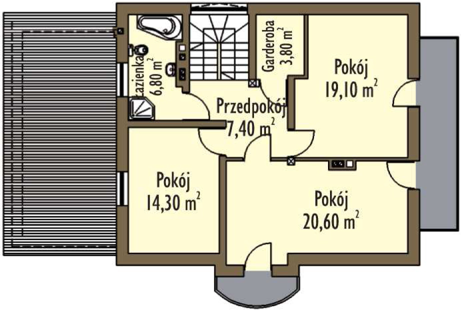 Планировка «План мансарды», Двухэтажный дом 16х10 - 169.9 м2