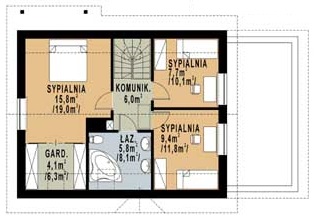 Планировка «План мансарды», Двухэтажный дом 12х9 - 133.42 м2
