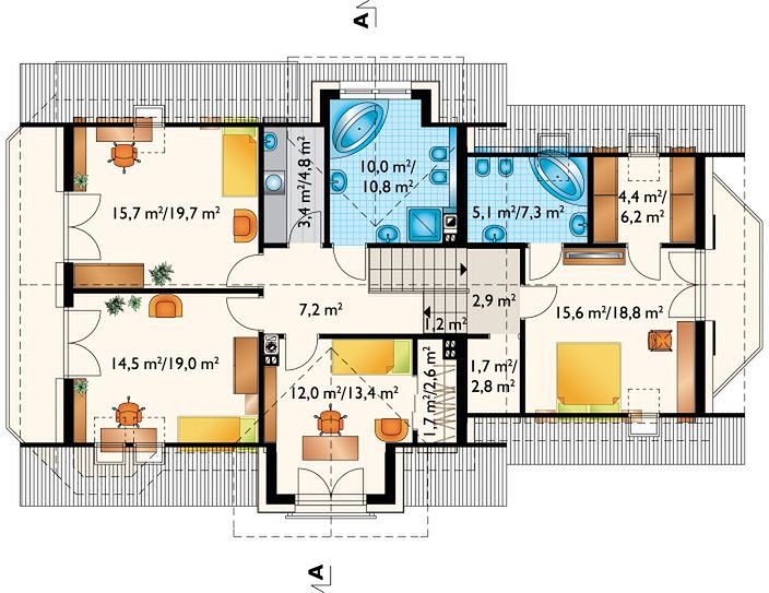 Планировка «План мансарды», Двухэтажный дом 17х11 - 219 м2