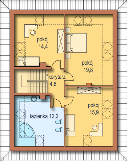 Планировка «План мансарды», Двухэтажный дом 10х13 - 150.6 м2