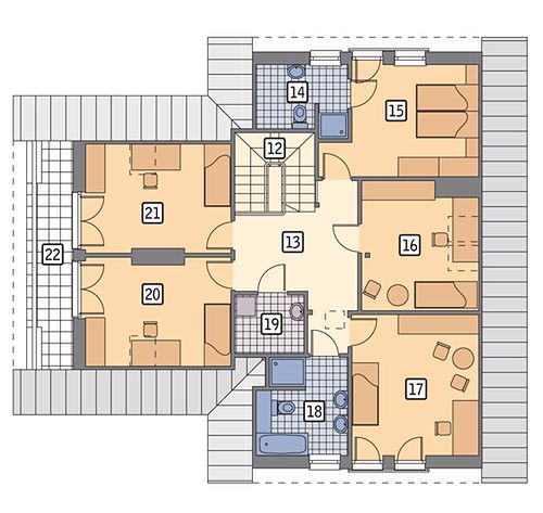 Планировка «План мансарды», Двухэтажный дом 14х13 - 208.9 м2