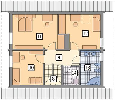 Планировка «План мансарды», Двухэтажный дом 10х10 - 139.6 м2