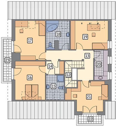 Планировка «План мансарды», Двухэтажный дом 13х14 - 220.3 м2