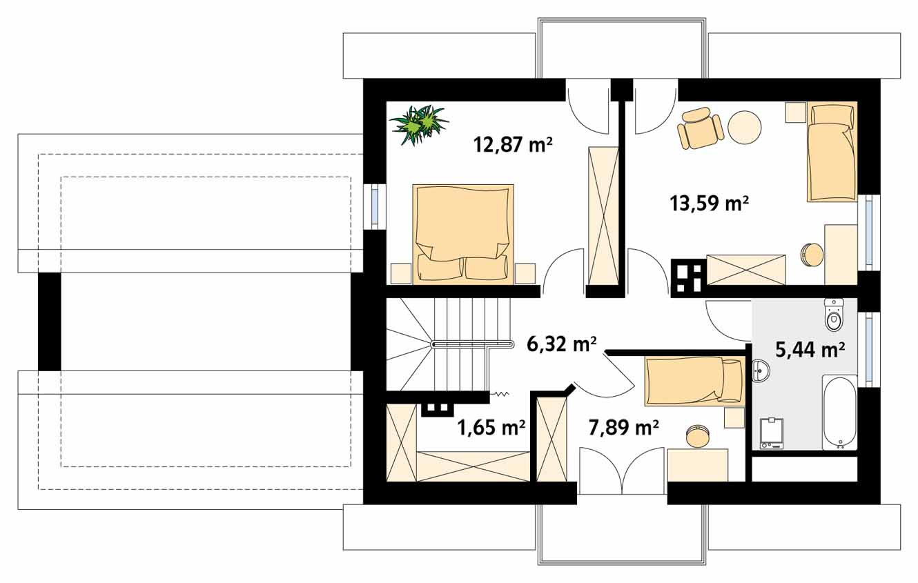 Планировка «План мансарды», Двухэтажный дом 16х11 - 146.36 м2