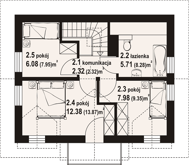 Планировка «План мансарды», Двухэтажный дом 9х7 - 81.58 м2
