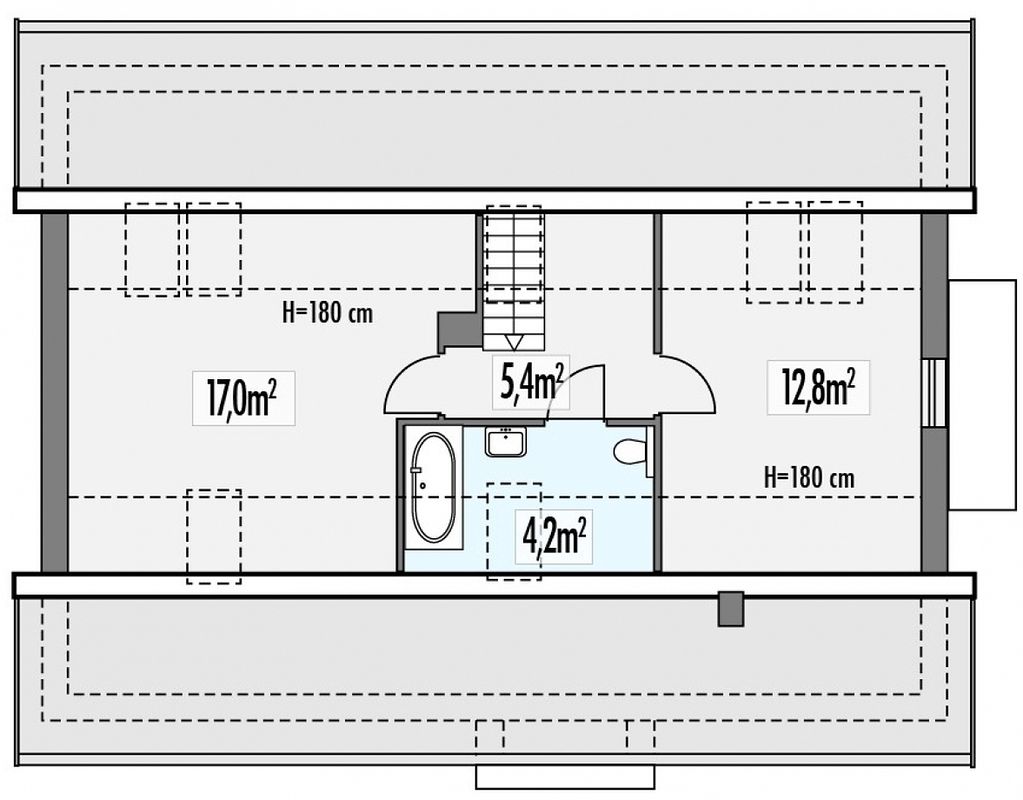 Планировка «План мансарды», Двухэтажный дом 15х10 - 144.6 м2
