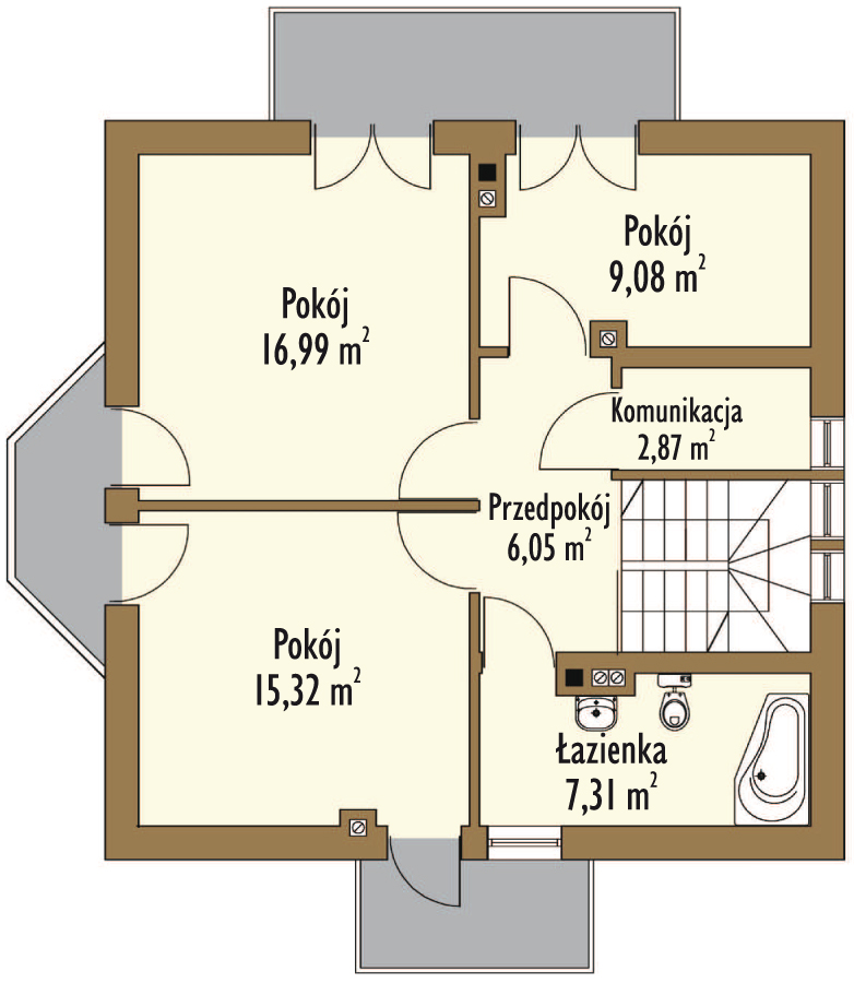 Планировка «План мансарды», Двухэтажный дом 9х10 - 119.65 м2