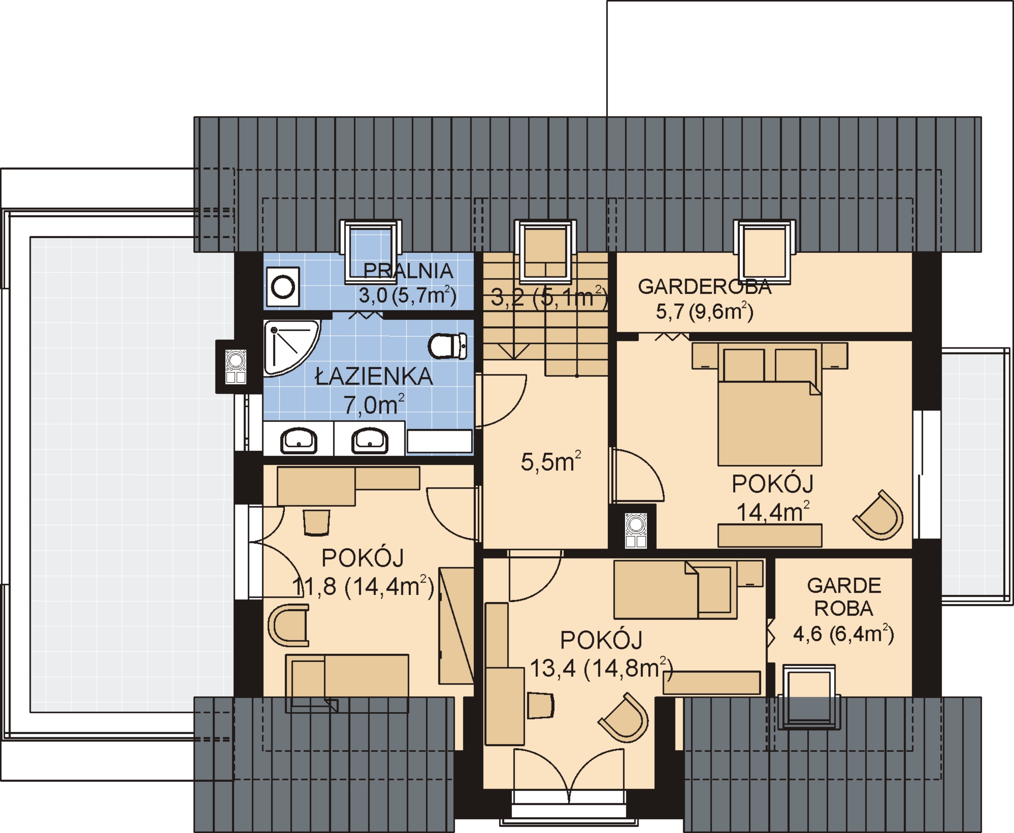 Планировка «План мансарды», Двухэтажный дом 15х10 - 172.7 м2