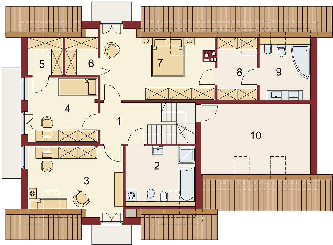 Планировка «План мансарды», Двухэтажный дом 15х11 - 205.21 м2