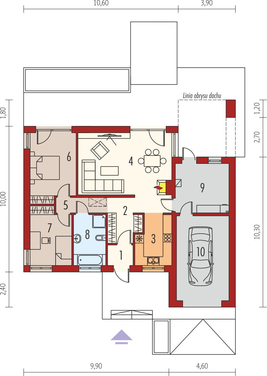 Планировка «План первого этажа», Одноэтажный дом 15х14 - 114.76 м2