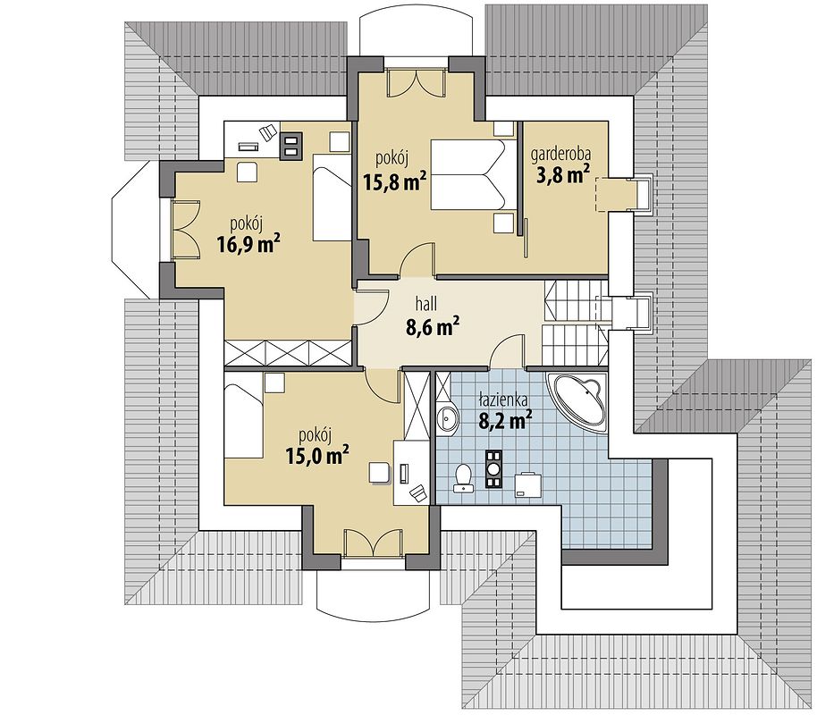Планировка «План мансарды», Двухэтажный дом 15х14 - 187.1 м2