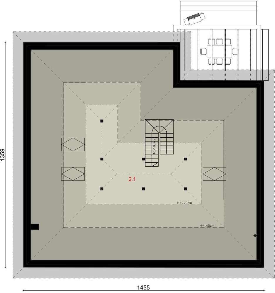 Планировка «План мансарды», Двухэтажный дом 15х14 - 194.43 м2