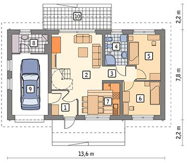 Планировка «План первого этажа», Двухэтажный дом 14х8 - 123.9 м2