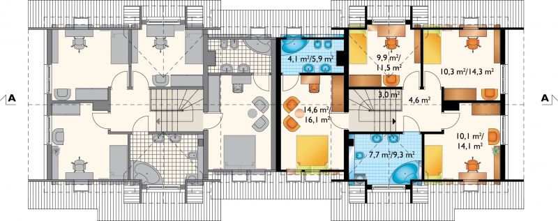 Планировка «План мансарды», Двухэтажный дом 12х9 - 148.6 м2