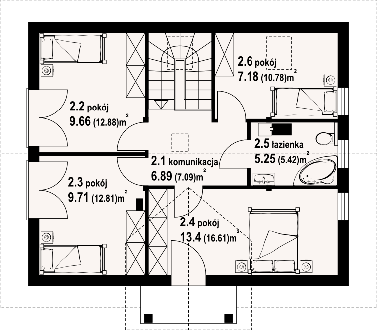 Планировка «План мансарды», Двухэтажный дом 10х9 - 122.21 м2