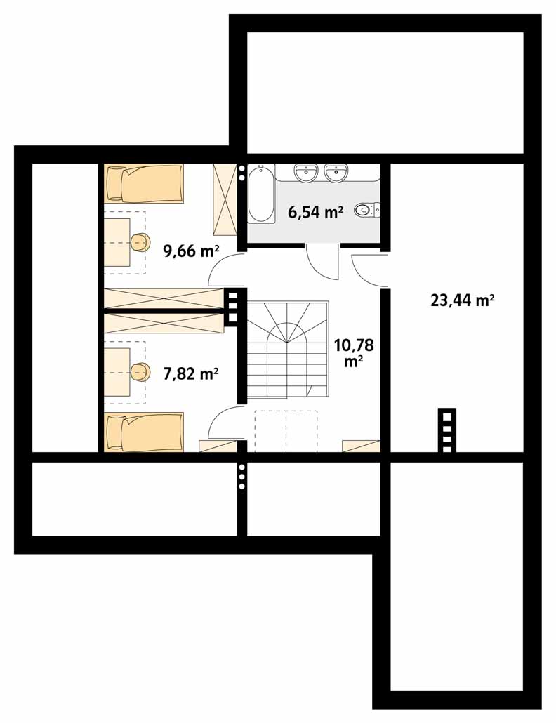 Планировка «План мансарды», Двухэтажный дом 13х18 - 190.96 м2