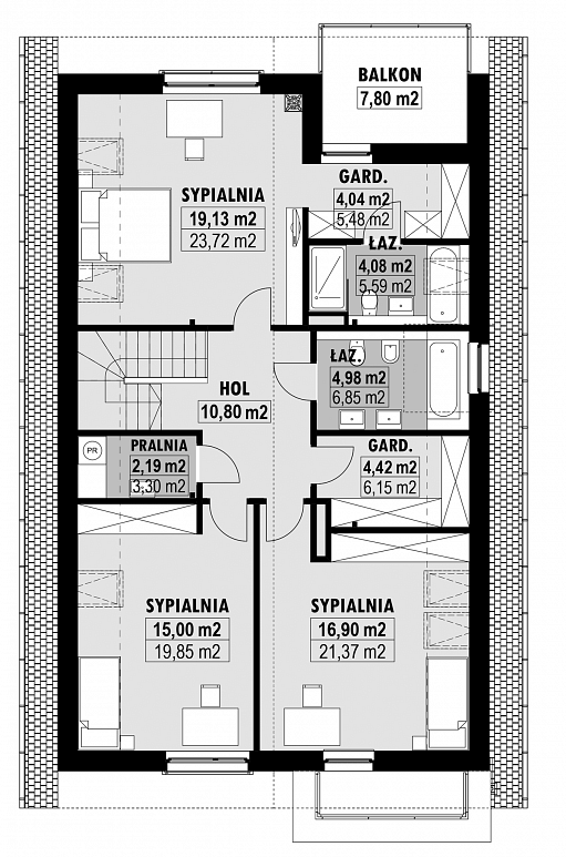 Планировка «План мансарды», Двухэтажный дом 9х18 - 180.92 м2
