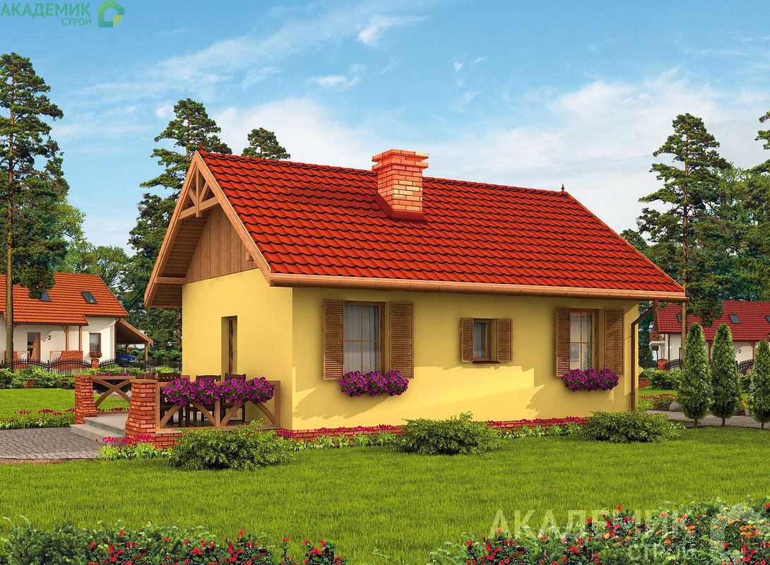 Одноэтажный дом 9х7 - 45.84 м2