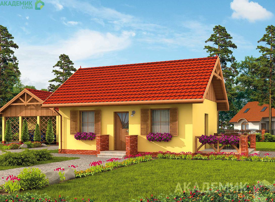 Одноэтажный дом 9х7 - 45.84 м2