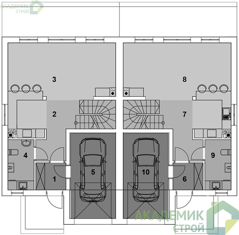 Двухэтажный дом 15х12 - 241.18 м2 — вид 3