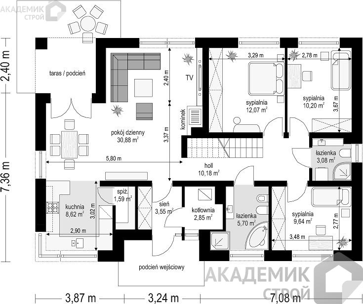 Двухэтажный дом 14х10 - 146.37 м2 — вид 3